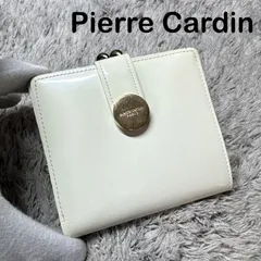 Pierre Cardin ピエールカルダン 二つ折り財布 コンパクトウォレット エナメル×レザー ホワイトのサムネイル