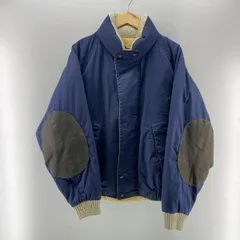 【中古】Nautica 90s レザーエルボーパッチ ダウンジャケット ネイビー サイズL ノーティカ[24]のサムネイル