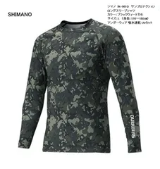シマノ　IN-061Q　サンプロテクション　ロングスリーブシャツ　カラー：ブラックウィードカモ　サイズ：L　アンダーウェア 吸水速乾 UVカットのサムネイル