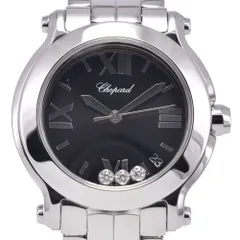 ショパール Chopard 278477-3014 ハッピースポーツ 3P ダイヤモンド ブラック クォーツ レディース 美品 箱・保証書付き 腕時計 N#148623のサムネイル