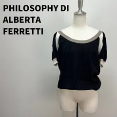 PHILOSOPHY DI ALBERTA FERRETTI  ニット 4 ブラック 黒 レディース Uネック カラーブロック 良品【m189】のサムネイル