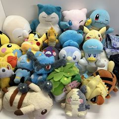 ◆ Pokemon 22-piece set: plush toys, merchandise, Lucario, Snorlax, Rowlet, Mew, Piplup, and others. (As-is condition)