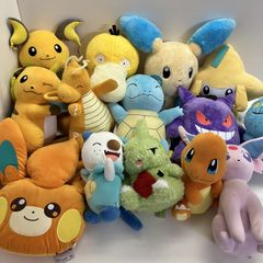 ◆ Pokemon 14-piece set: Plush toys including Dragonite, Gengar, Jirachi, Minun, Raichu, Pamo, etc. (as-is condition)