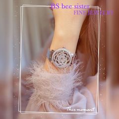BS bee sister 시계 시계 여성 여성용 시계 액세서리 랩핑 무료 실버 골드 팔찌 다이아몬드 원형 꽃 FA0906