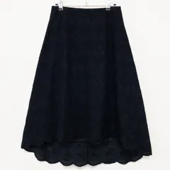 Drawer ドゥロワー スカート レース ジャガード フラワー カットワーク スカラップ コットン シルク ブラック 日本製 レディース 38 b01927のサムネイル