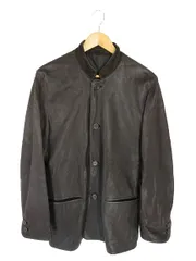 エルメネジルドゼニア Ermenegildo Zegna LPMCP-320 レザー ジャケット 革ジャン シングルブレスト ボタン 無地 ブラウン サイズ48 QQQのサムネイル