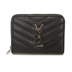 SAINT LAURENT PARIS サンローランパリ モノグラム コンパクト フルジップウォレット 札入れ カードケース コインケース 美品 グレイン カーフ YSL ブラック 二つ折り財布 403723 BOW02 1000のサムネイル