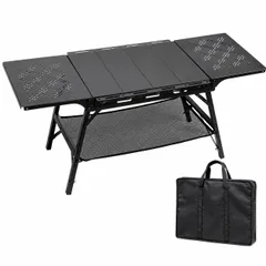 Simpleme IGTテーブル アルミ製 折りたたみ キャンプテーブル 耐荷重50KG, 収納袋付 ブラックのサムネイル