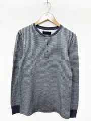 美品 LOUNGELIZARD ラウンジリザード ヘンリーネック ボーダー カットソー size2(M)/グレー ■■メンズのサムネイル