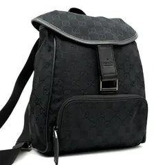 未使用に近い グッチ GUCCI GGキャンバス リュック バックパック デイパック ブラック 黒 キャンバス レザー 本革 ボーナス 夏休み 帰省 お盆 敬老の日 サマーギフト シルバーウィークのサムネイル