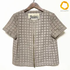 #snc ヘルノ Herno ジャケット 40 ベージュ 半袖 レース ダブルジップ レディース [724138]のサムネイル