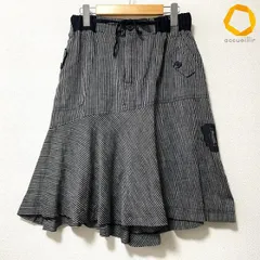 #snc エイココンドウ EIKO KONDO スカート 黒 グレー 麻混 ストライプ 柄 変形 ポケット 美品 レディース [1011187]のサムネイル