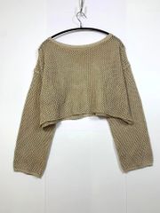 mystic Mesh Glitter Short Knit Sweater Beige ■■Women's