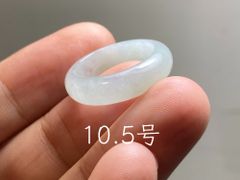 L18-94 氷糯種 薄白 10.5号 ミャンマー産A貨本翡翠 くりぬき リング