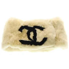 CHANEL (シャネル) ココマーク ラビットファー マフラー ショール アイボリーのサムネイル