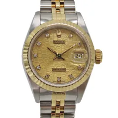 〈新品仕上げ〉 【中古】 ROLEX  ロレックス 69173G デイトジャスト コンピューター 10Pダイヤ レディース SS YG 自動巻き コンビ 26mm 高級腕時計 A2504019 【無料ギフトラッピング承ります】のサムネイル