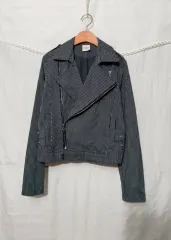 ヴィンテージ（ほぼ新品）CREAM ストライプ バイカージャケット ライダースジャケット ショート クロップドジャケット