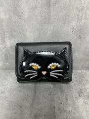 Casselin キャセリーニ ねこ お花 合成皮革 モチーフ ウォレット 3つ折り 財布 size‐/黒 ■■ レディースのサムネイル