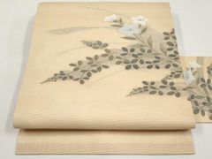 夏物 八寸名古屋帯 紗 西陣織 正絹 中古 グレージュ花so692 - メルカリ