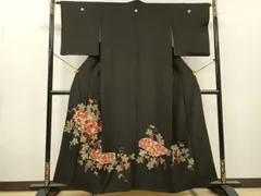 平和屋着物▼中国三大刺繍　相良刺繍　総刺繍　黒留袖　文箱葡萄蔦の葉文　金糸　正絹　逸品　DABG5897feのサムネイル