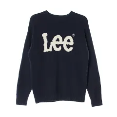 リー Lee 24FW BIG ロゴ 刺繍 ウール ニット セーター ネイビーのサムネイル