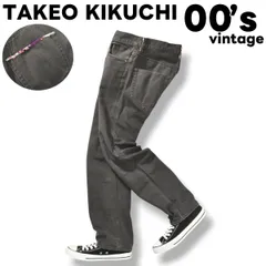 00sヴィンテージ タケオキクチ TAKEO KIKUCHI 和柄 切り替え ストレート コットンパンツ 2 グレー メンズのサムネイル
