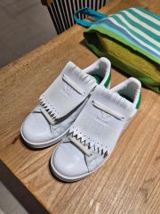 adidas Stan Smith ホワイト/グリーン フリンジ付ゴルフシューズ