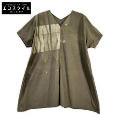 JURGEN LEHL J0172FB921 Khaki Cotton V-neck Short Sleeve Shirt M