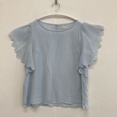 【earth music&ecology Premium Label】Scalloped Frill Chiffon Blouse, Blue (1057)