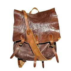 RRL(ダブルアールエル) Vintage-Processed Triple-Strap All-Leather Backpack Daypack ヴィンテージ加工 3連 ベルト オールレザー リュック デイパック ブラウンのサムネイル