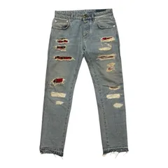  ERMANNO SCERVINO エルマンノシェルヴィーノ ダメージ加工 デニムパンツ チェックパッチメンズ46【C477】のサムネイル