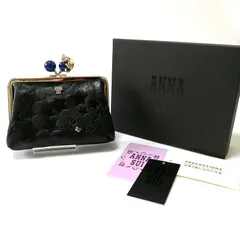 ♥極美品♥　アナスイ　ANNA SUI　がま口コインケース　ポーチ　レザー　星　スター　ネコ　ブラック　465のサムネイル