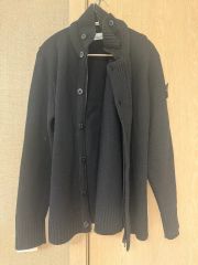 STONE ISLAND リブ編みジップアップニット フェードグレー Sサイズ