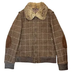 NUMBER (N)INE(ナンバーナイン) 02AW George Period Rabbit Fur Trim Wool Check Short Length Jacket ラビットファー 装飾 ウール チェック ショートレングス ジャケット ボンバーのサムネイル