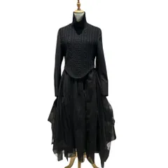 noir kei ninomiya(ノワールケイニノミヤ) 23AW Knit-Panel Tailored Sleeve Tulle Dress ニット切替 テーラード スリーブ チュール ワンピース 3L-O012 S ブラック AD2023のサムネイル