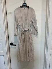 ネストローブ リネン100% カシュクールギャザーワンピース ロング