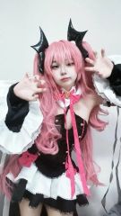 miko企画 猫耳フード付きフリルミニワンピース 黒 ズボン付き(ピンク