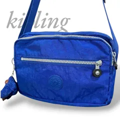 【MY0822】kipling キプリング ショルダーバッグ ボディバッグ  斜め掛け 肩掛け ブルー ゴリラチャーム ナイロン レディース ファスナーのサムネイル