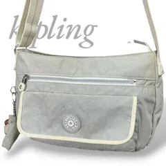 【MY0820】kipling キプリング ショルダーバッグ 肩掛け 斜め掛け ライトブルー ナイロン ゴリラチャーム レディース ファスナーのサムネイル