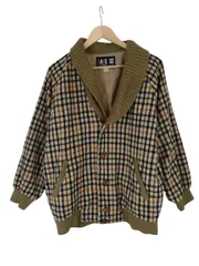 DAKS DC LONDON チェック柄 ジャケット ブルゾン MA メンズ M〜L相当 ダックス ヴィンテージ 古着 ベージュ系 リブ襟 日本製のサムネイル