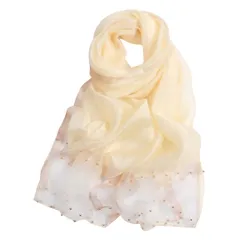 [Liebendo] スカーフ レディース ストール 大判 大判ストール 薄手 ショール 結婚式 パール ビジュー scarf 春 夏 秋 冬 お祝い 女性 プレゼントギフト 贈り物 人気 冷房対策 UV対策 紫外線 日除け マフラー 母の日  [アイボリー]