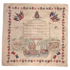 VINTAGE(ヴィンテージ) 1910's WW1 Allied Wars Printed Bandana 第一次世界大戦 プリント バンダナ ベージュ 1910年代 アンティーク TILL THE BOYS HOMEのサムネイル