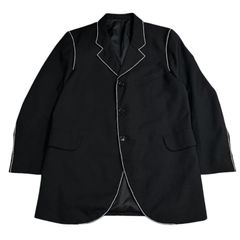 美品】MOSCHINO モスキーノ 刺繍ライン テーラードジャケット 黒 XL