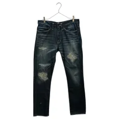 WTAPS(ダブルタップス) 11SS BLUES SKINNY TROUSERS COTTON DENIM TRASH ブルース スキニー パンツ コットン デニム トラッシュ  111GWDT-PTM05 L インディゴ ダメージ リペア加工のサムネイル