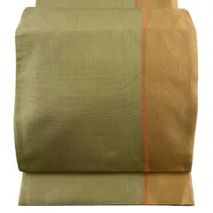 袋帯 秀品 木屋太 落款 幾何学模様 薄緑 六通 正絹 【中古】のサムネイル