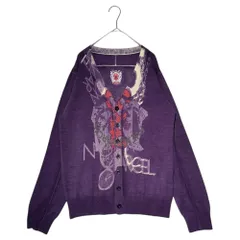 MARITHE FRANCOIS GIRBAUD(マリテフランソワジルボー) 00's Trompe l'oeil Wool Knit Cardigan トロンプルイユ ウール ニット カーディガン M7-8267 L パープル Y2K だまし絵のサムネイル