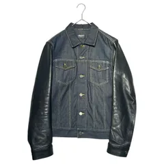 SAINT LAURENT(サンローラン) 13AW leather sleeve denim jacket レザー スリーブ デニム ジャケット UP53 2013 01058 S インディゴ×ブラック Hedi Slimane期 エディスリマンのサムネイル