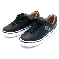 ランバンオンブルー LANVIN en Bleu スニーカー 23.5 cm レディース 靴 シューズ 黒 ブラック ローカット 厚底 JL ロゴ リボン 紐 2641 カジュアル タウンユース 上品 きれいめ 婦人靴 ファッション コーデ 通学 通勤 旅行のサムネイル