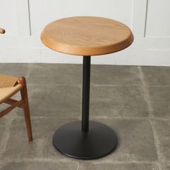 作家物 盛永省治 サイドテーブル 無垢材 オーク 鉄脚 カフェテーブル
