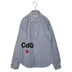 PLAY COMME des GARCONS(プレイコムデギャルソン) 21SS CDG X Play Blouse Stripe CDG プレイ ストライプ ブラウス シャツ AE-B101 L ブルー AD2020 DSMG取扱のサムネイル